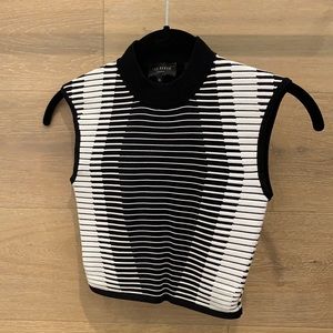 Black and White Striped Crop Top
